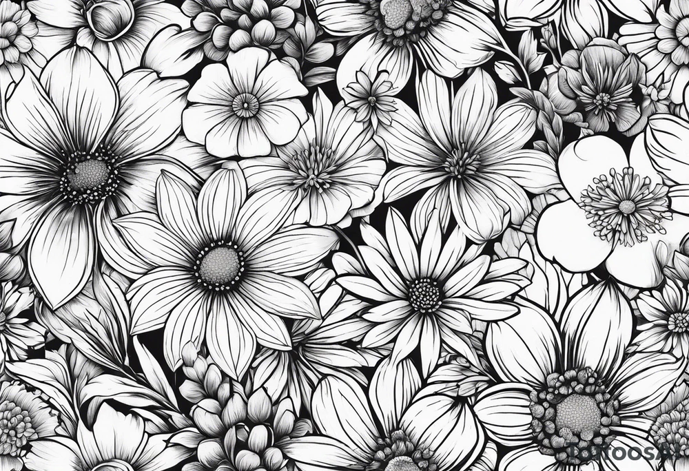 Wildflowers, smaller, vertical tattoo idea