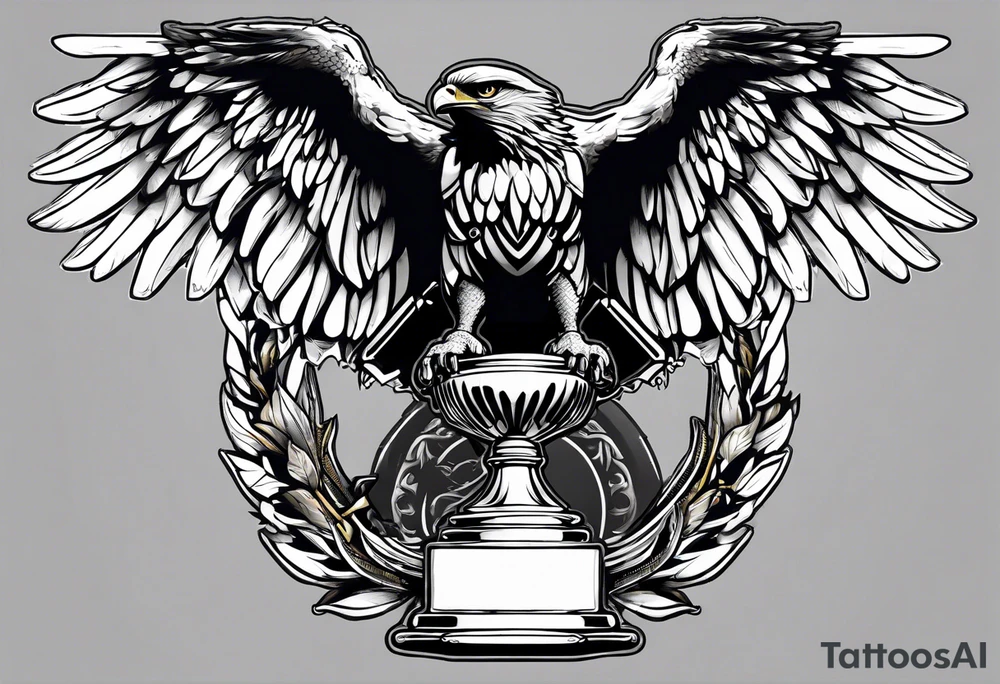 Hawk holding a trophy 2024 tattoo idea