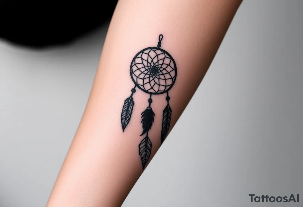dreamcatcher with feathers and a basic design tattoo idea