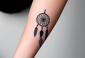 dreamcatcher with feathers and a basic design tattoo idea