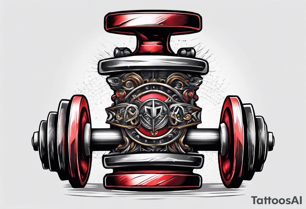 Dumbbell and strength mindset tattoo idea