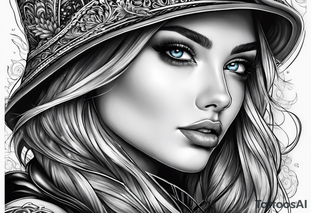 A girl with blue eyes tattoo idea