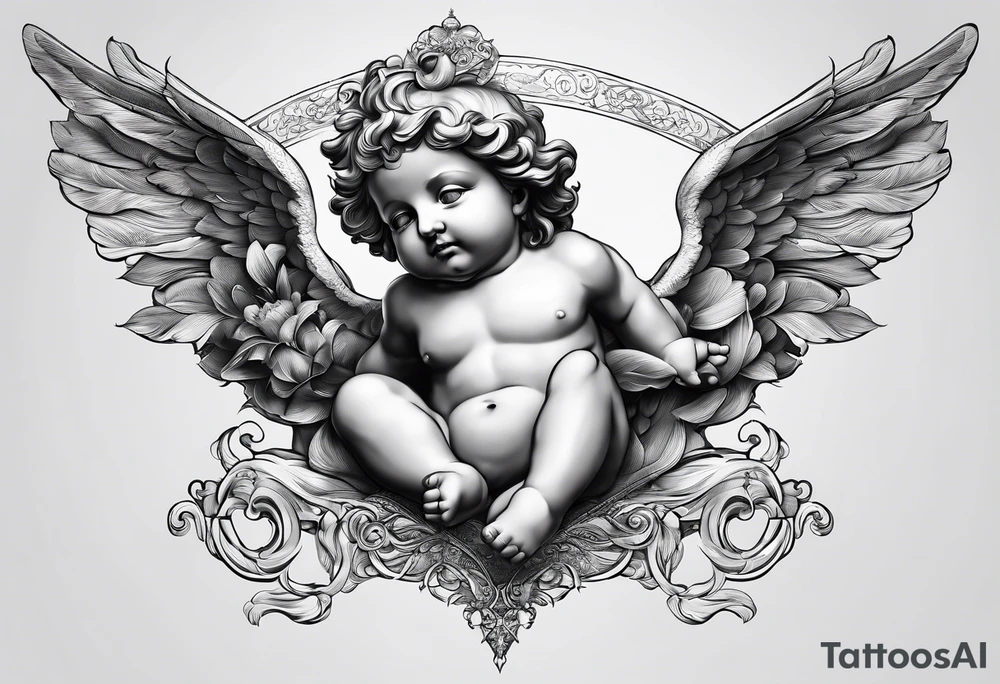 putto, no background tattoo idea