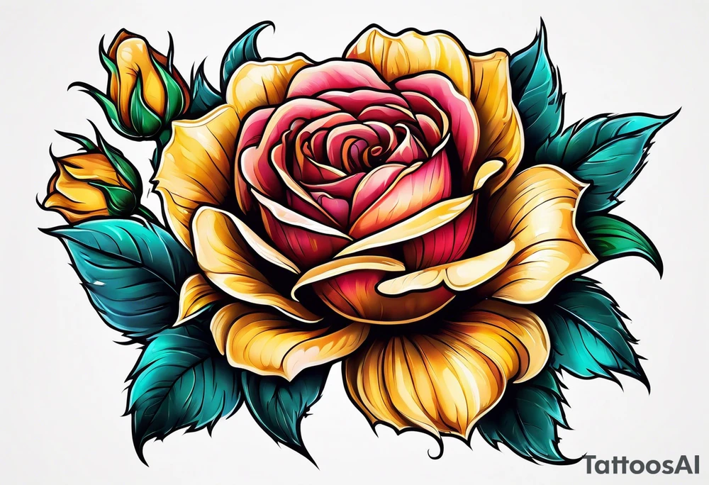 flower rose , sunflower, animal tattoo idea