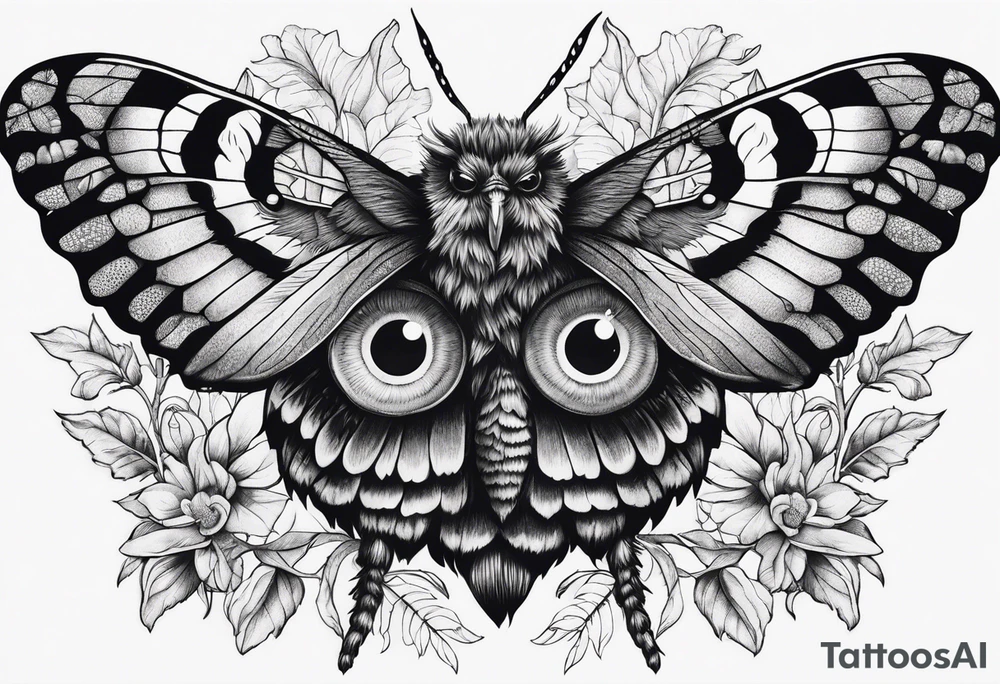 Dead head moth with owl eyes tattoo idea