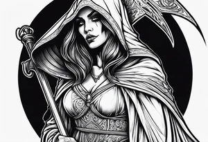 Female grim reaper full body tattoo idea