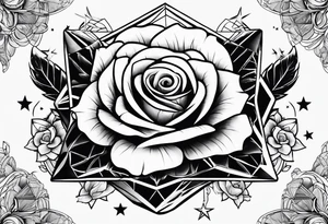 Tesseract with a rose and stars tattoo idea