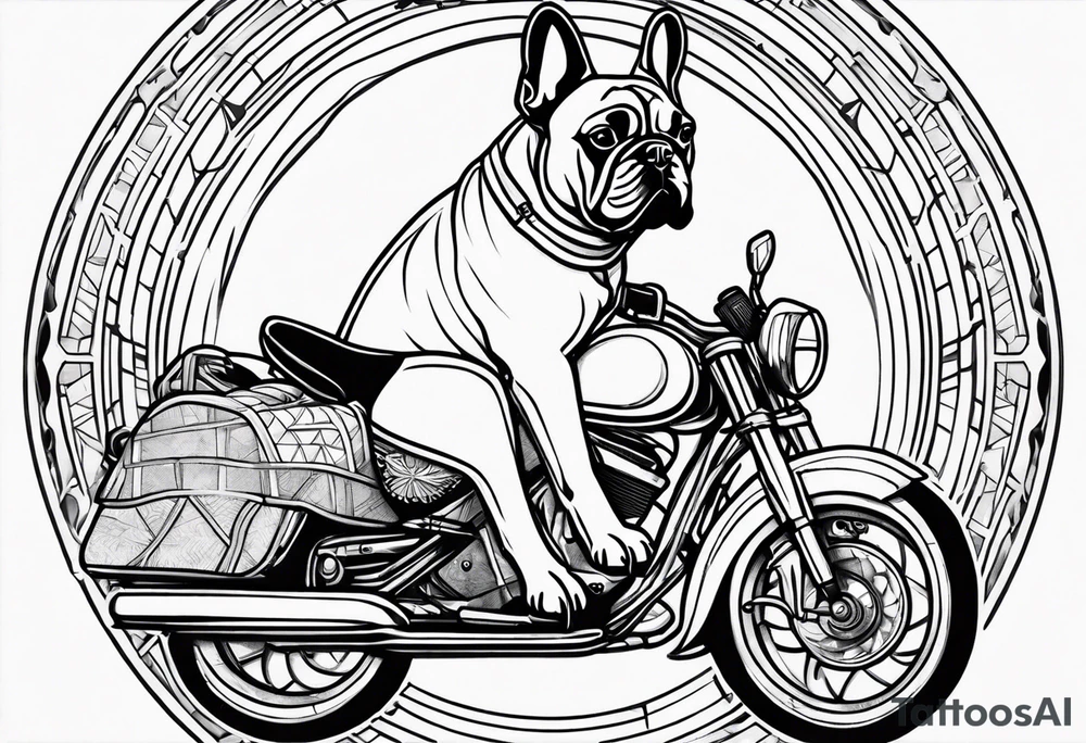 French bulldog riding man tattoo idea