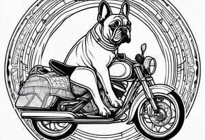 French bulldog riding man tattoo idea