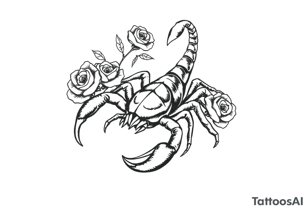 Scorpion with roses tattoo idea
