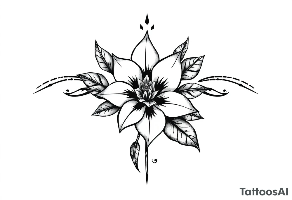 State or louisiana with magnolia flower in tooled leather tattoo idea
