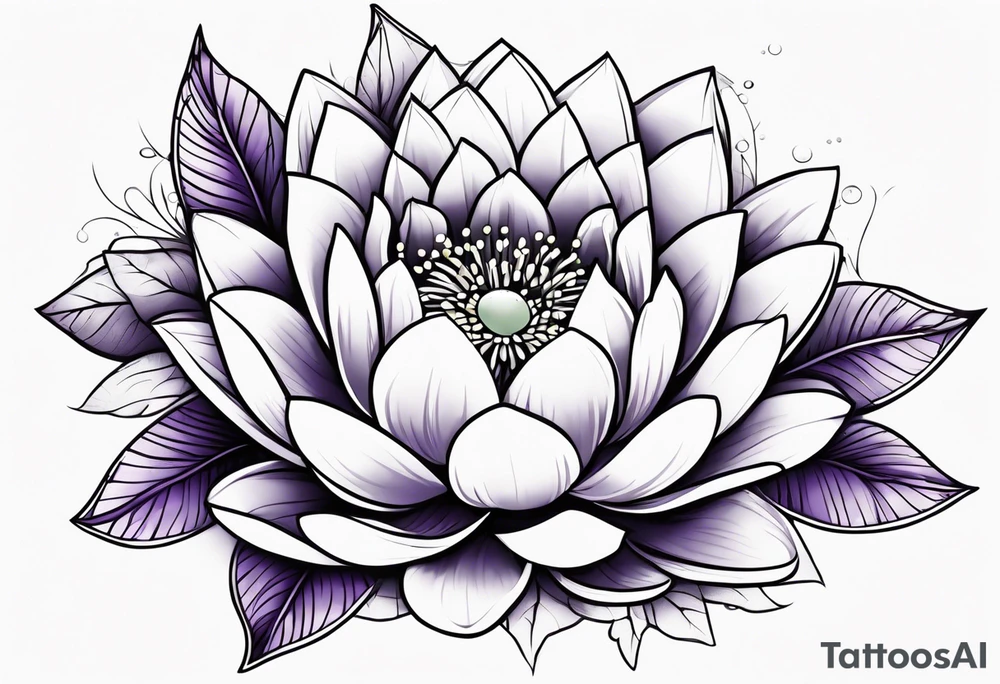 single flower bouquet with 1 violet, 1 water lilly, and 1 holly tattoo idea