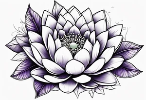 single flower bouquet with 1 violet, 1 water lilly, and 1 holly tattoo idea