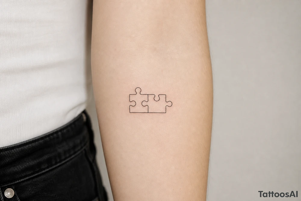Two puzzle pieces that would only fit together with only the two to make one for two lovers tattoo idea