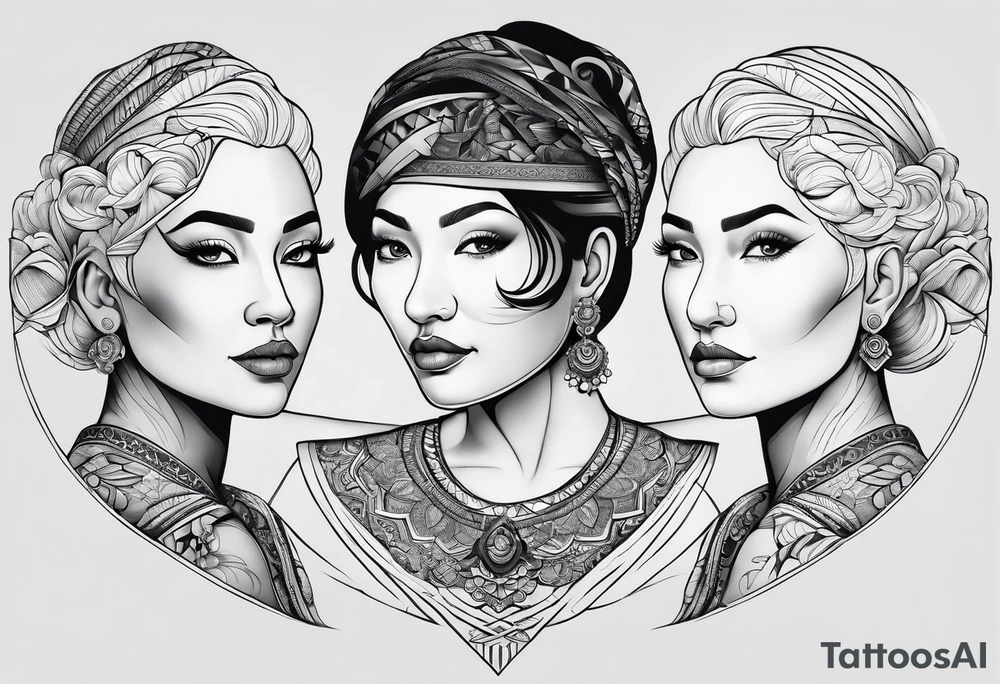 three person side by side. Daughter on the left, mother in the middle, grandmother on the right. greater age difference tattoo idea