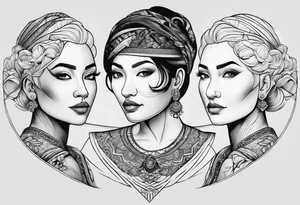 three person side by side. Daughter on the left, mother in the middle, grandmother on the right. greater age difference tattoo idea