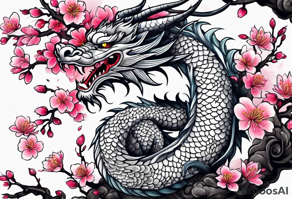 A cherry blossom dragon tattoo idea