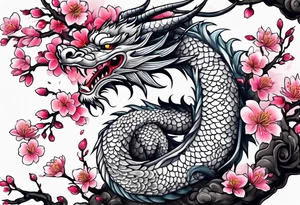 A cherry blossom dragon tattoo idea