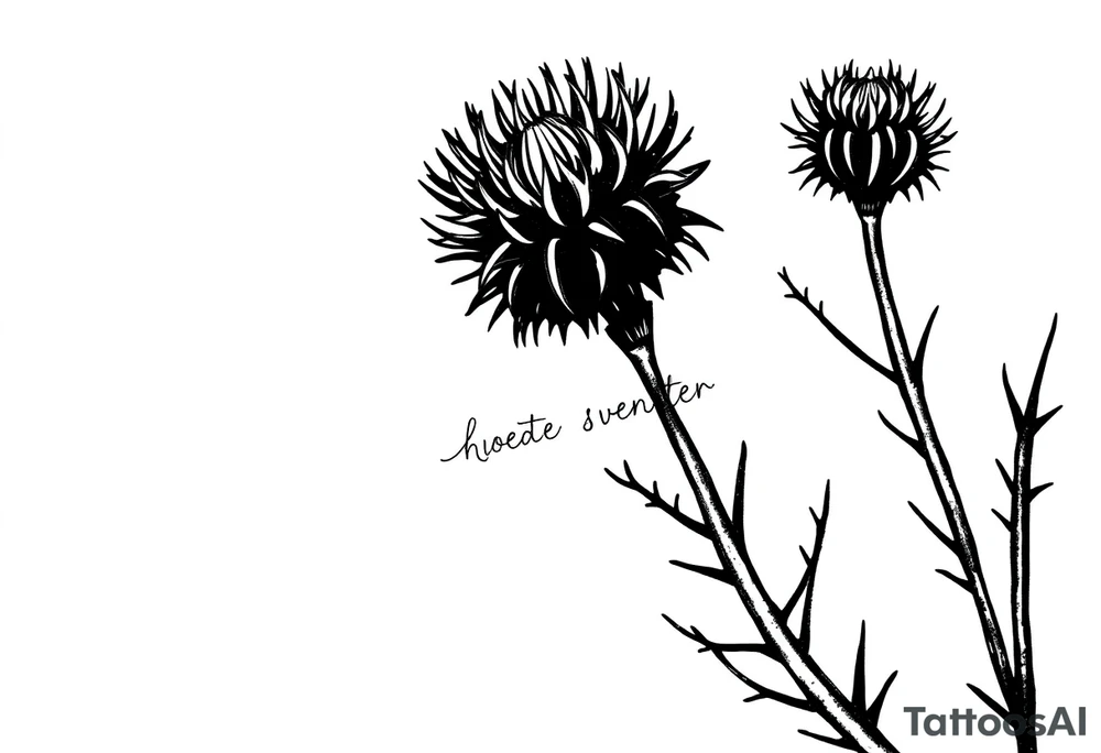 thistle minimalist fin line for hand with message tattoo idea