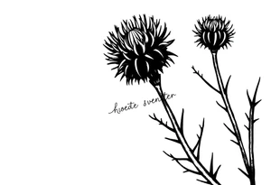 thistle minimalist fin line for hand with message tattoo idea