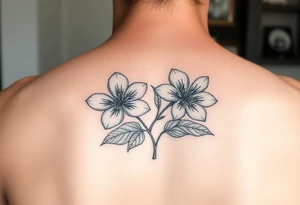 Two simple flowers together leafs on outside tattoo idea