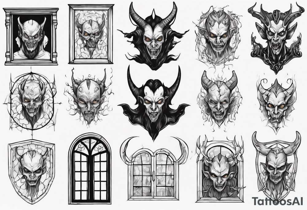 demon in a window tattoo idea