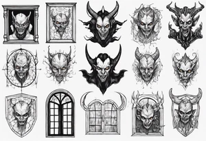 demon in a window tattoo idea