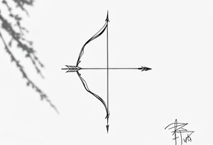 Small bow and arrow tattoo idea