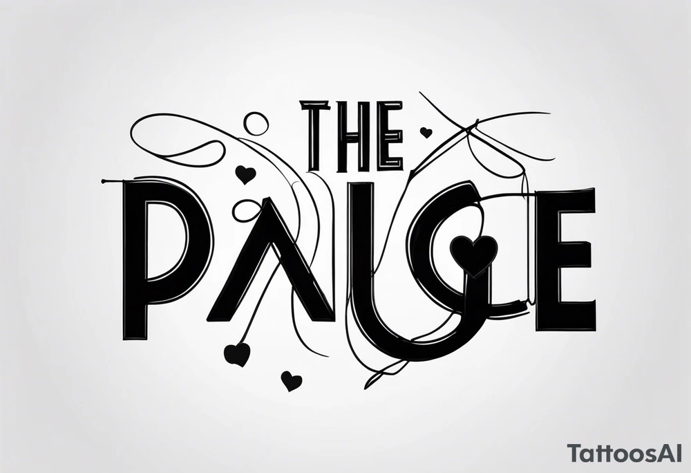 The name Paige with fine line hearts drawn with a welding tip tattoo idea