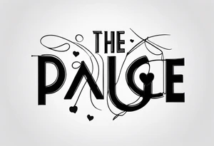 The name Paige with fine line hearts drawn with a welding tip tattoo idea