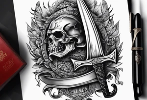 An opened bible with a battle Axe tattoo idea