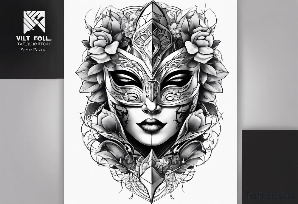 tattoo fool sleeve, broken mask tattoo idea