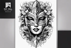 tattoo fool sleeve, broken mask tattoo idea
