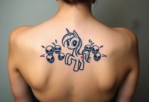 Demonic my little pony with skulls tattoo idea