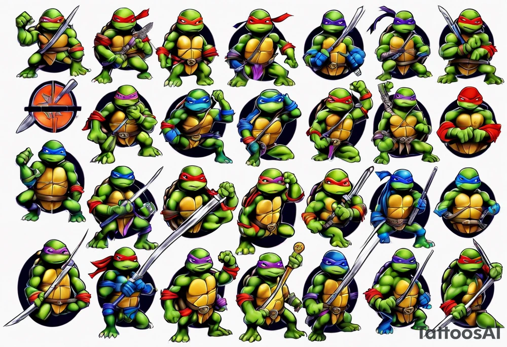 teenage mutant ninja turtles arm sleeve tattoo idea