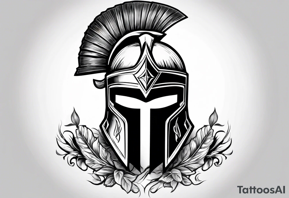 Spartan helmet masculine lighting bolts with Greek mythology tattoo idea