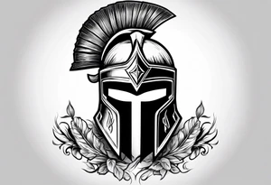 Spartan helmet masculine lighting bolts with Greek mythology tattoo idea