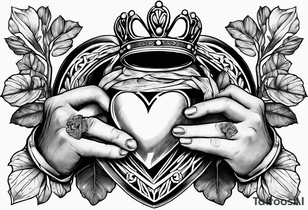 Irish claddagh with hands tattoo idea