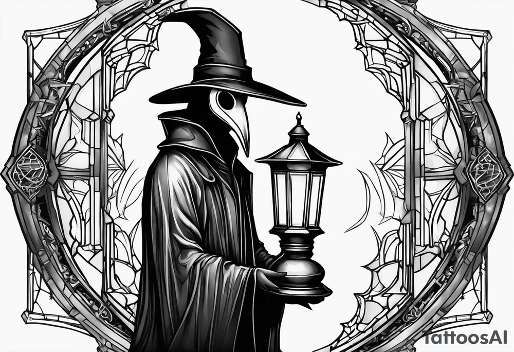 plague doctor, lantern tattoo idea