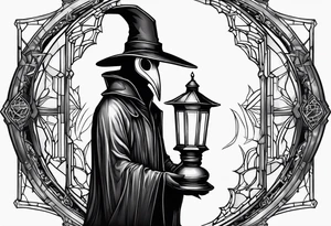 plague doctor, lantern tattoo idea