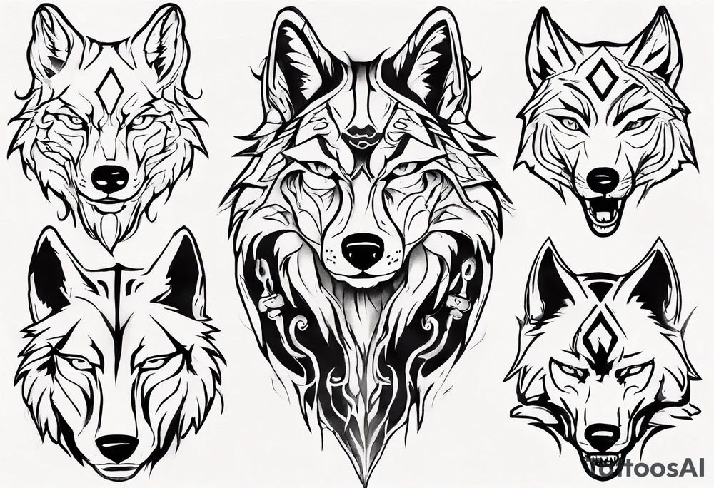 Wolf face tattoo idea