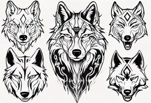 Wolf face tattoo idea