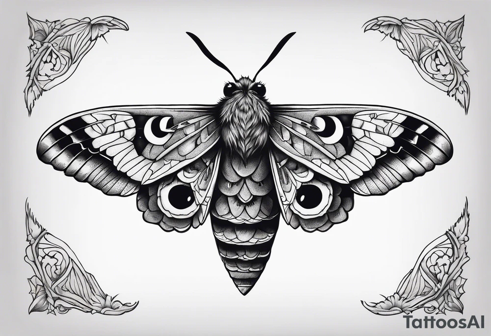 Dead head moth with owl eyes tattoo idea