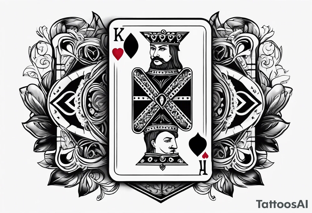 Two cards, king of hearts with the Ace of spades behind it tattoo idea