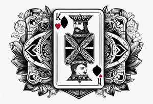 Two cards, king of hearts with the Ace of spades behind it tattoo idea