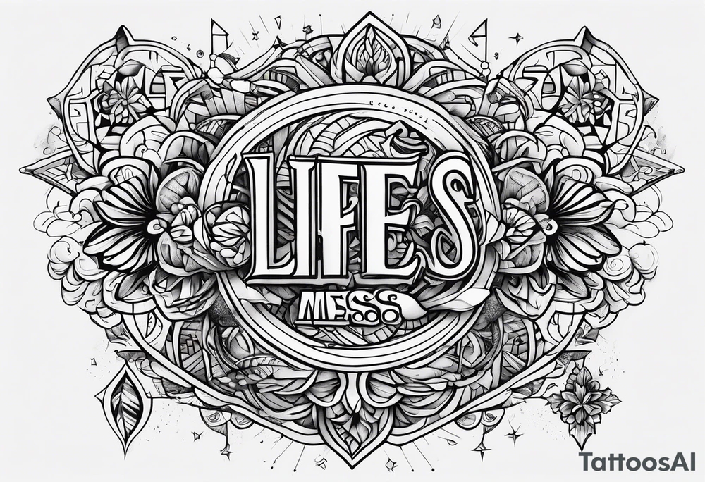 The words “life’s a mess” tattoo idea