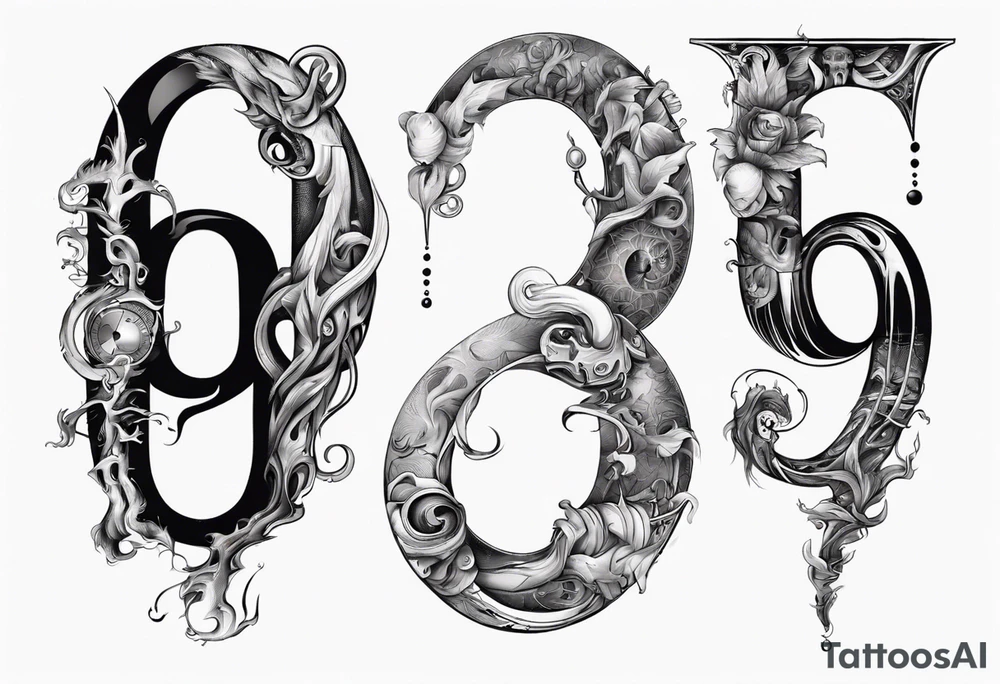 number 9 upside down and right side up connected. 9:16 aspect ratio. tattoo idea