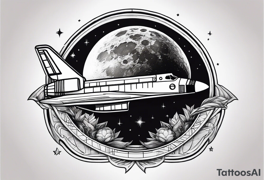 spaceshuttle, moon, star tattoo idea