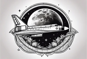 spaceshuttle, moon, star tattoo idea