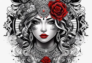black and red arm tattoo with unique design tattoo idea